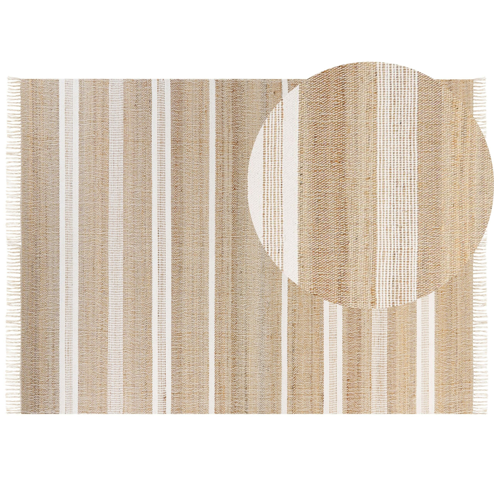 Jute Area Rug 160 x 230 cm Beige and White TALPUR
