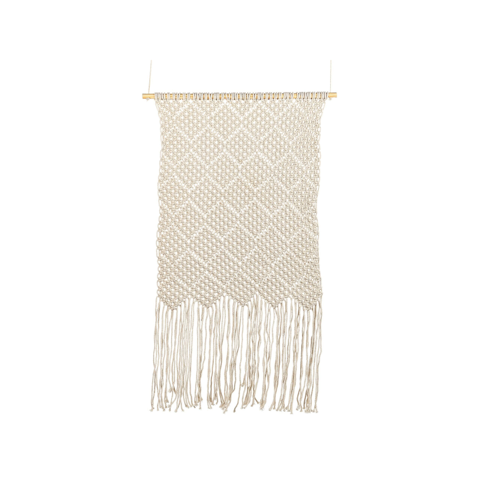 Cotton Macramé Wall Hanging Beige OKARA