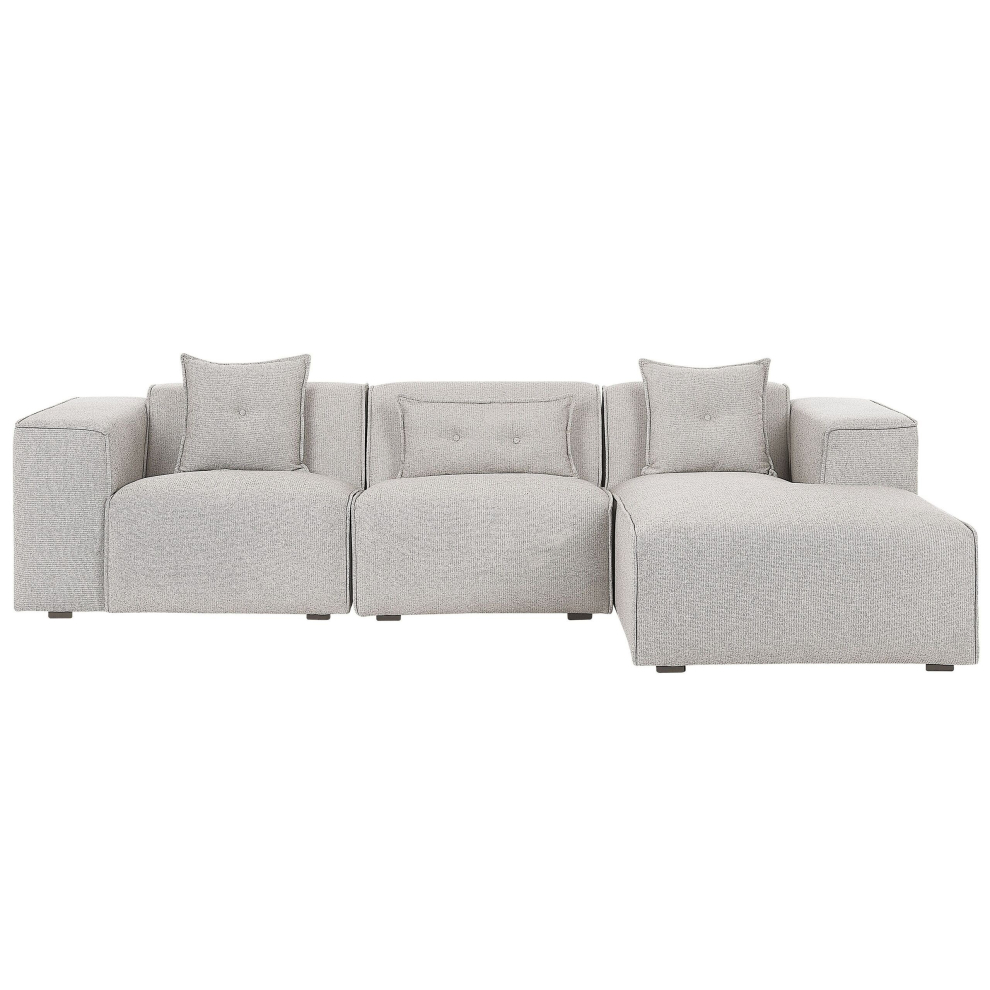 Left Hand Fabric Corner Sofa Light Beige DOLVA