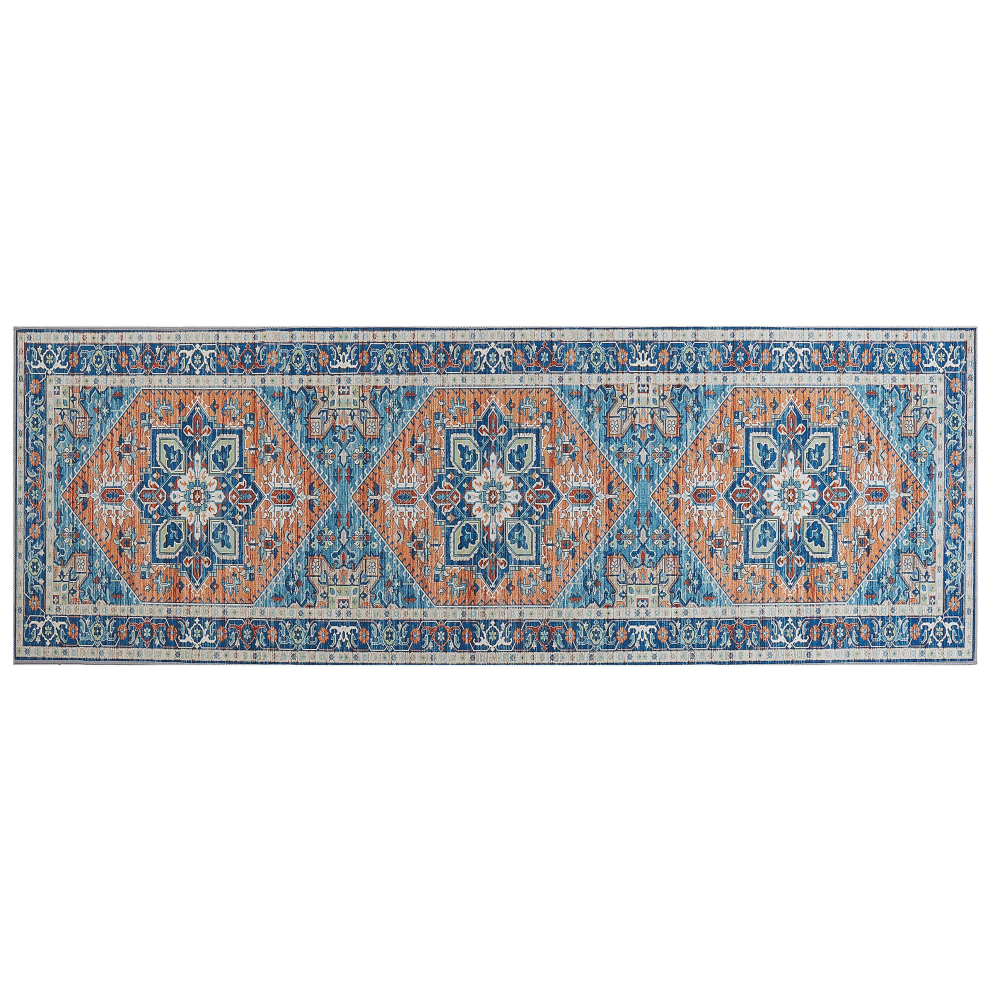 Runner Rug 70 x 200 cm Blue and Orange RITAPURAM