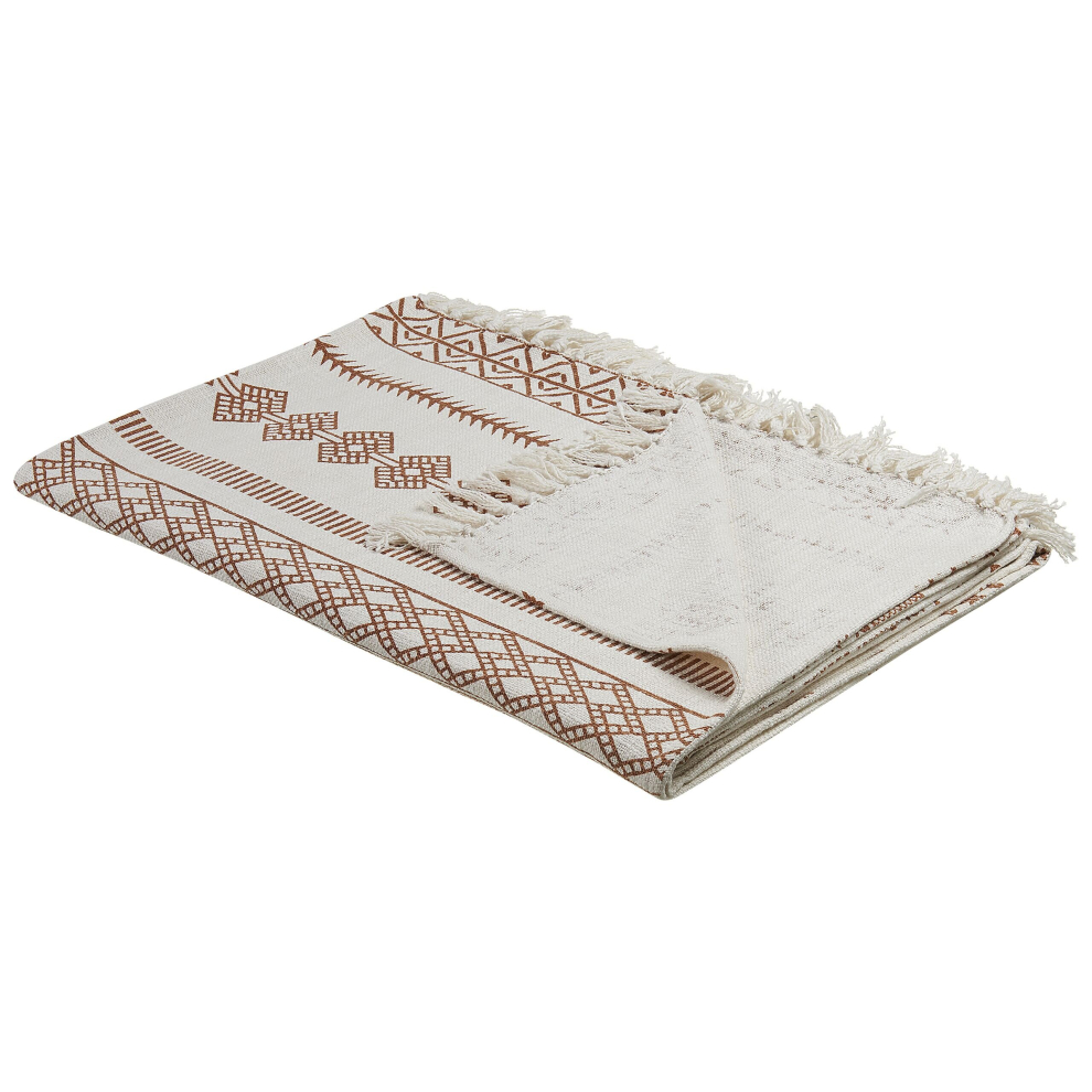 Cotton Blanket 130 x 180 cm Beige and Brown JORHAT