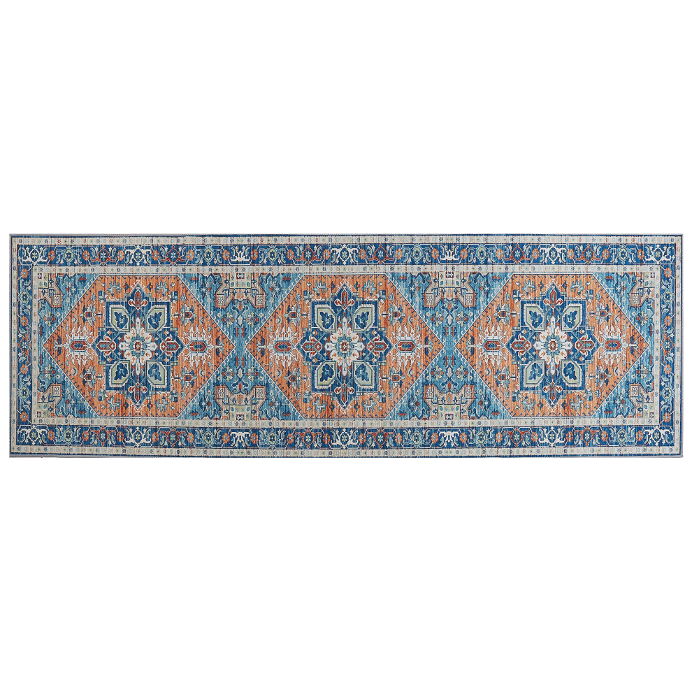 Runner Rug 80 x 240 cm Blue and Orange RITAPURAM
