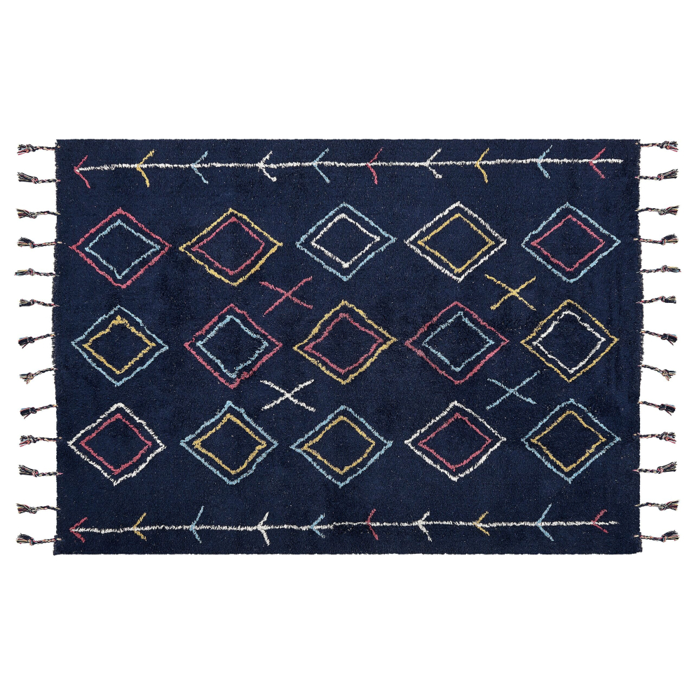 Cotton Area Rug 140 x 200 cm Black CORUM