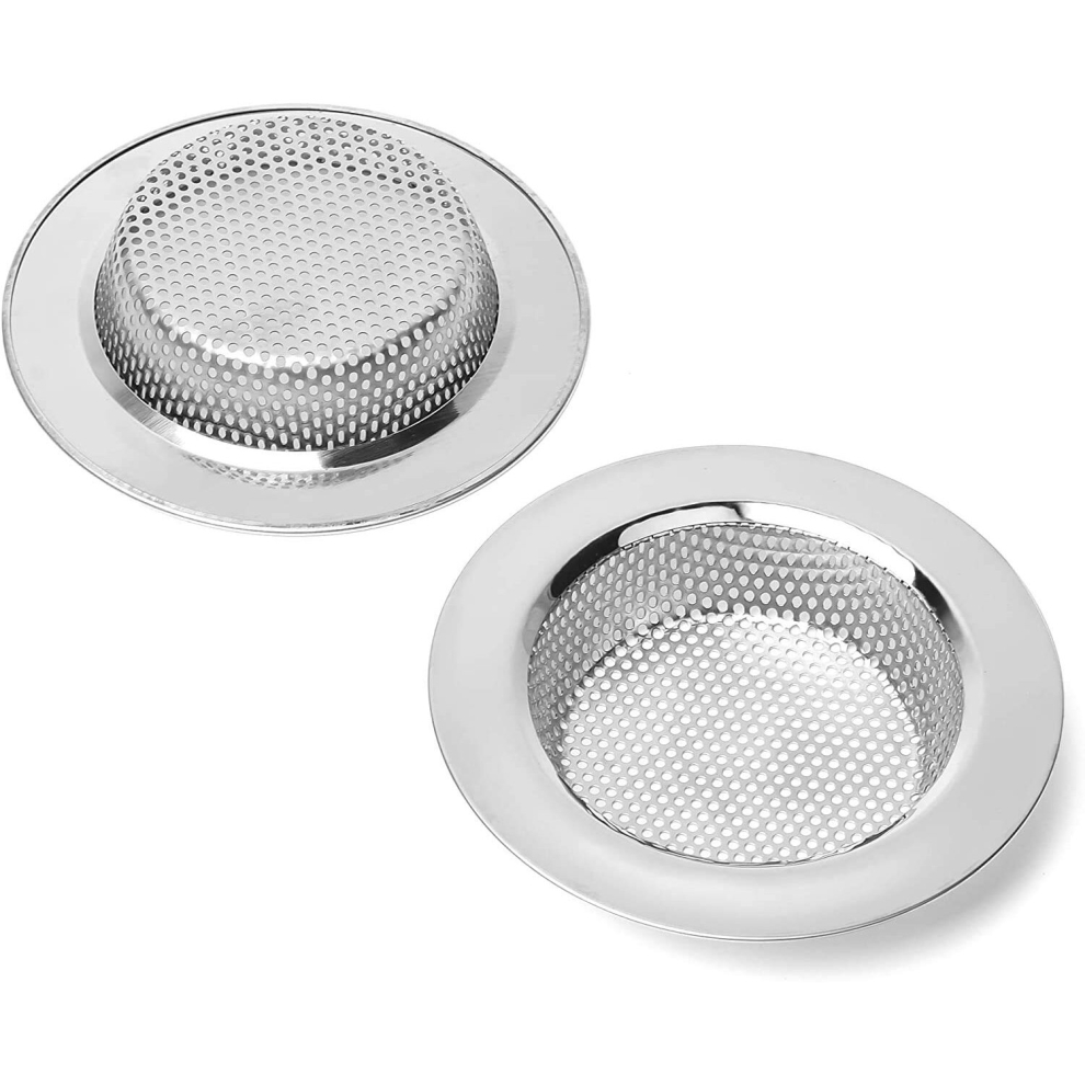 2pcs Kitchen Bathroom Sink Strainer, Stainless Steel Drain Filter, Thicker, Outer Diameter 4.4 Inch/112mm (Large Size)