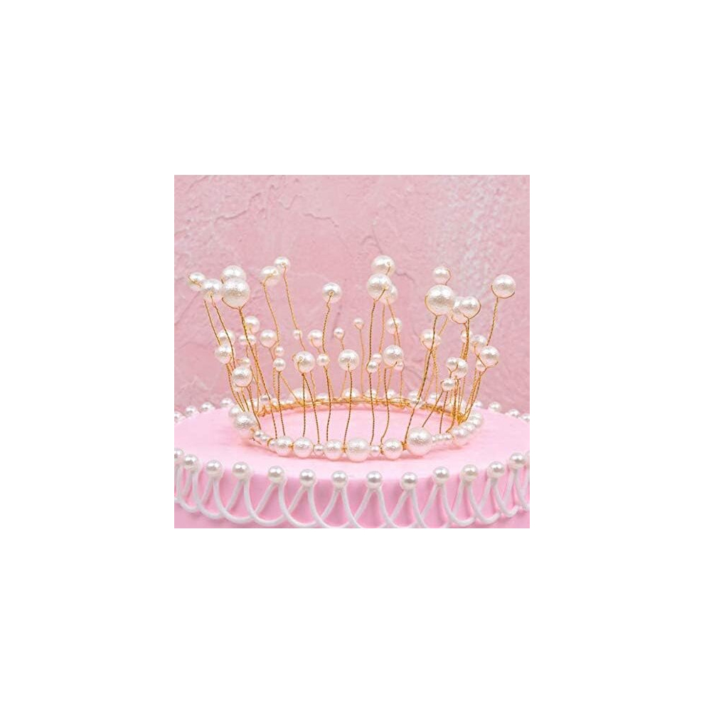 Cake Decoration Birthday, Pearls Crown Birthday Cake, Crown Cake Topper for Baby Shower Birthday Party Wedding Cake Decoration
