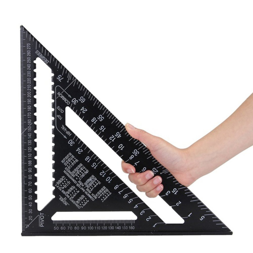 Triangle Scale Ruler 12 Inch Aluminum Alloy Triangular Rule High Precision Square Protractor Carpenter Framing Layout Measuring Lever Tool? for Engine