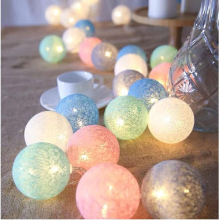 Cotton Ball String Lights, 3 Meter 20 LED Battery Powered Colorful Globe Ball Fairy Lights (Macaron)