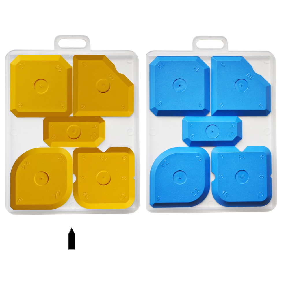 Set Of 5 Silicone And Acrylic Spatulas, Corners And Edges - Professional Joint Filler Tool With Chamfers, Radius Markers - Yellow 9023832750722