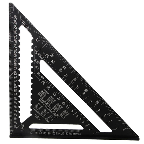 30cm Aluminum Alloy Triangle Protractor Set Square Carpenter Triangle Metric Professional Carpentry Angle Ruler Triangular Ruler with Protractor Measu