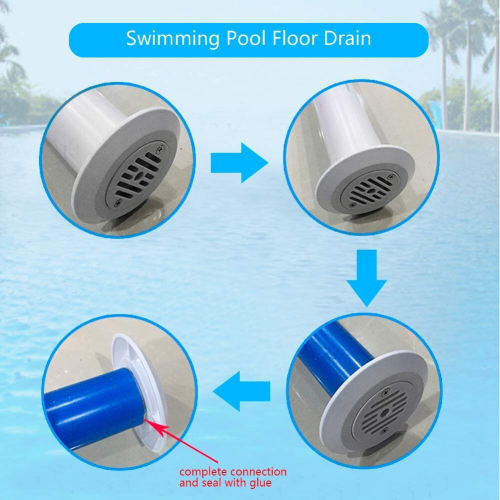 Swimming Pool Drain, Adjustable Flow PVC Pool Drain Outlet Drain Accessories Fitting Replacement, 2