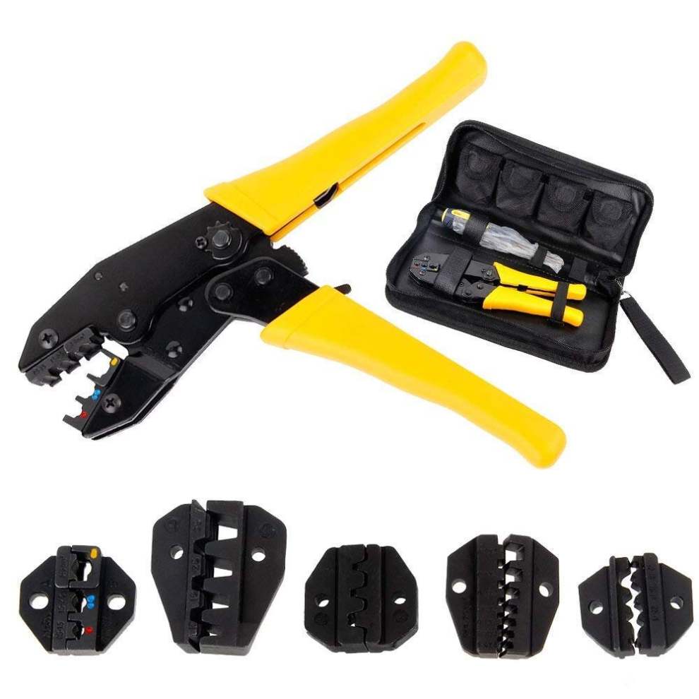 Crimping Pliers For Cables - With 5 Interchangeable Jaws - A Screwdriver - Crimping Pliers Crimping Tool - A Storage Case 9023832751446