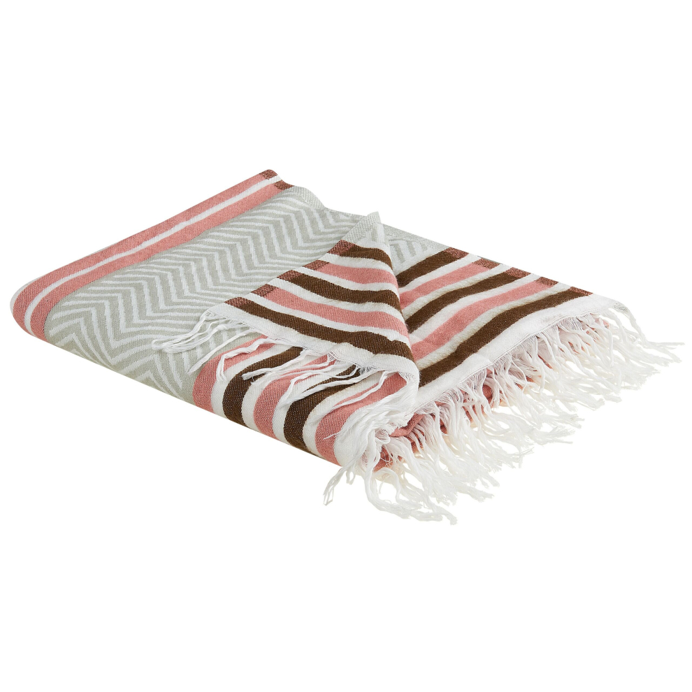 Blanket 130 x 170 cm Pink and Beige MAGAR