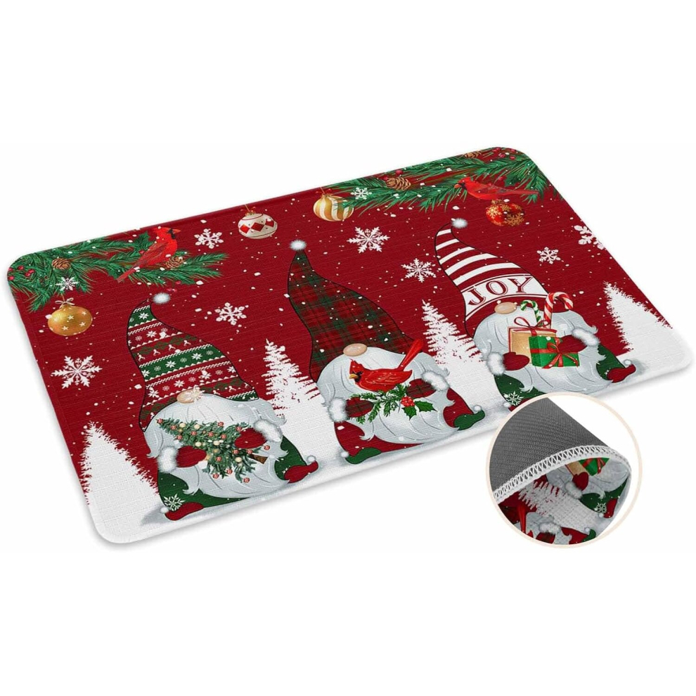 Christmas Gnomes Doormat Rugs Red Non-Slip Entrance Welcome Matt for Bathroom/Kitchen/Bedroom/Entryway Floor Mats,20x31.5,White Snowflakes Xmas Trees-image-OPC-PCWHJFF-NEW