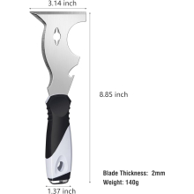 10-in-1 Paint Scraper and Putty Knife - Stainless Steel Multi-Tool with Hammer End, Razor Blade Scraper for Wood and Metal, Ergonomic Handle