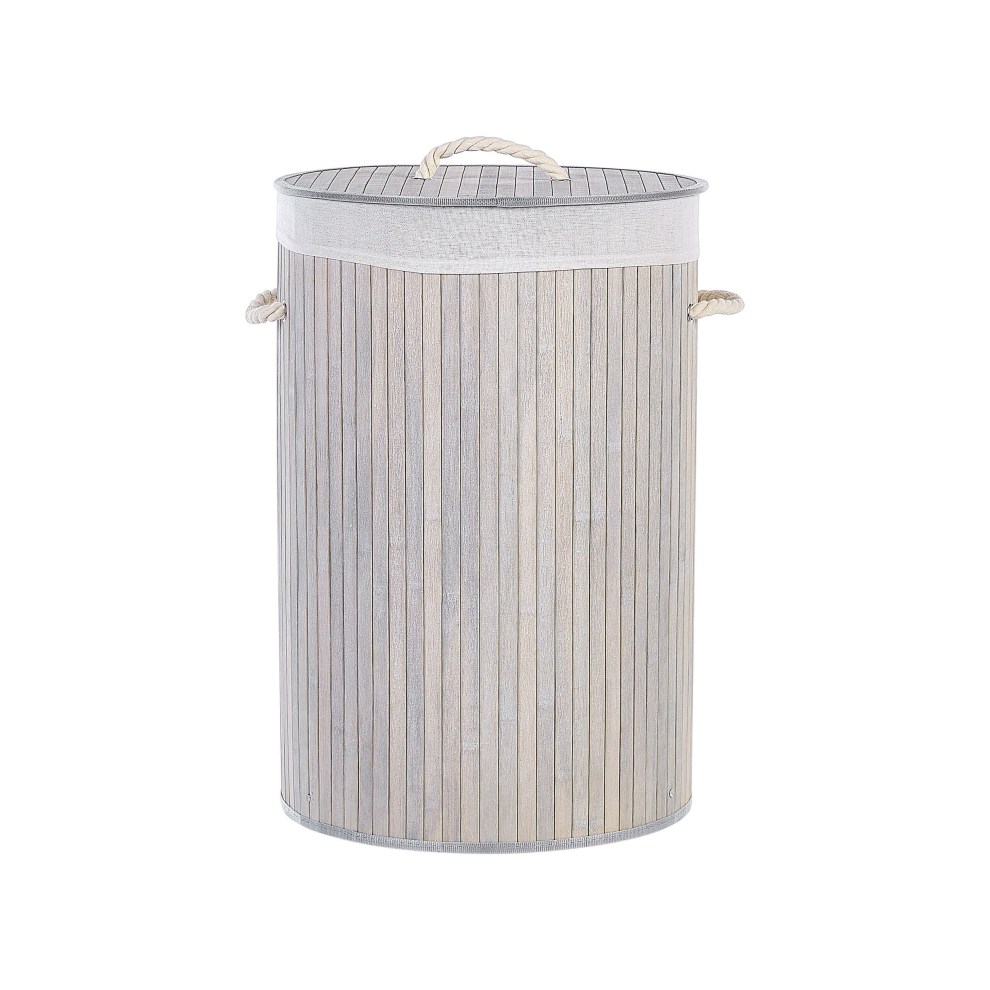 Bamboo Basket with Lid Grey SANNAR