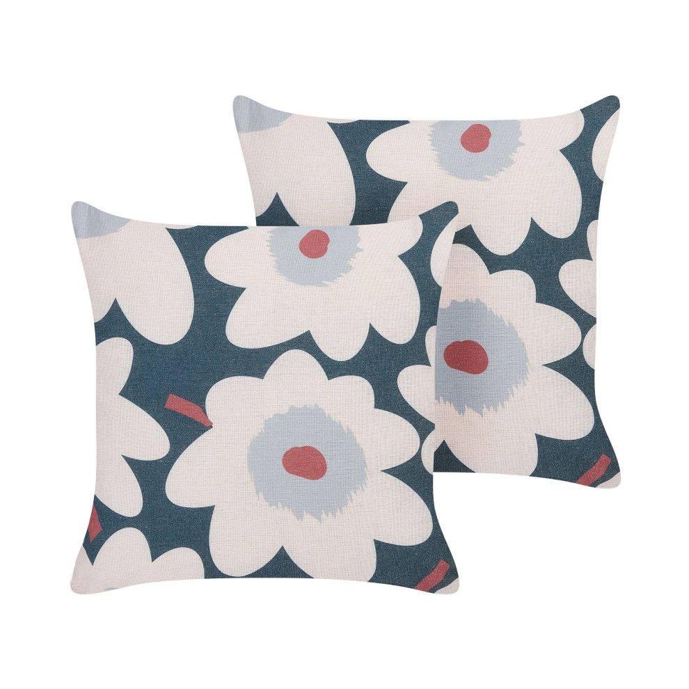 Set of 2 Cushions Floral Pattern 45 x 45 cm Multicolour SESBANIA