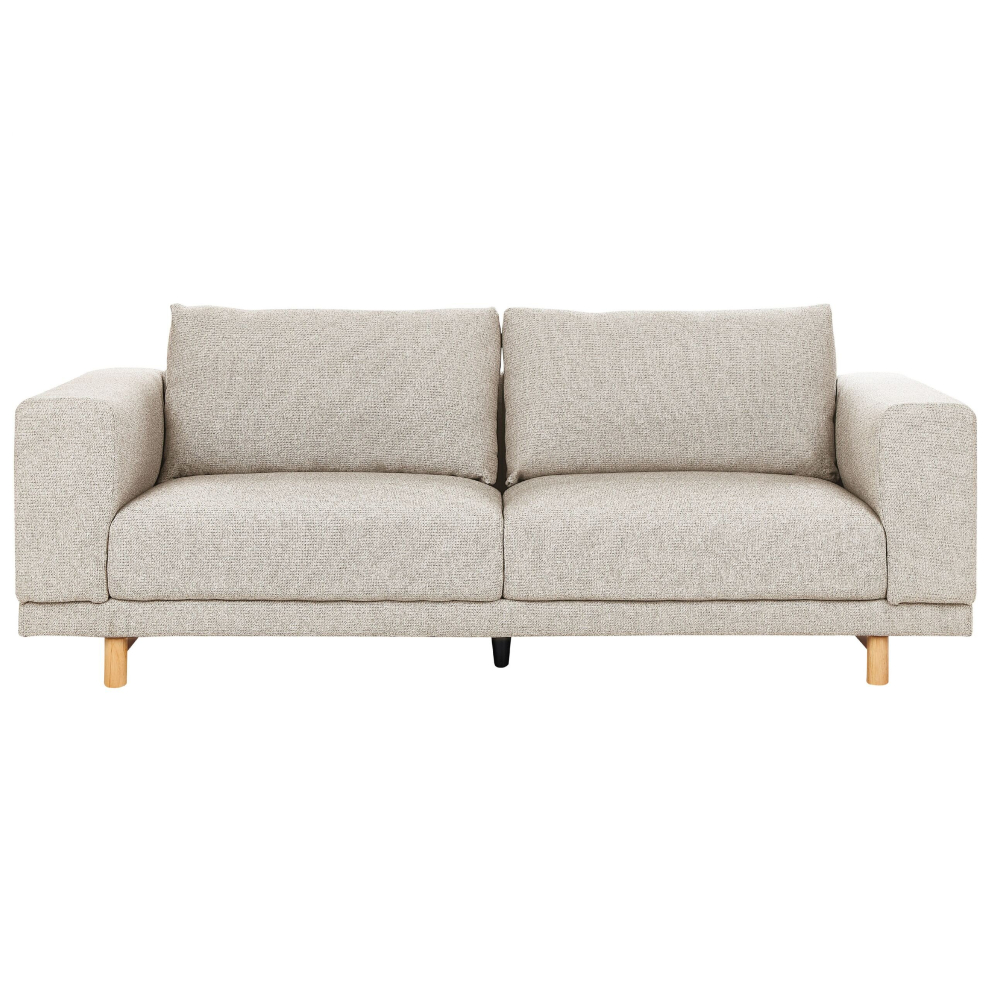 3 Seater Fabric Sofa Light Beige NIVALA