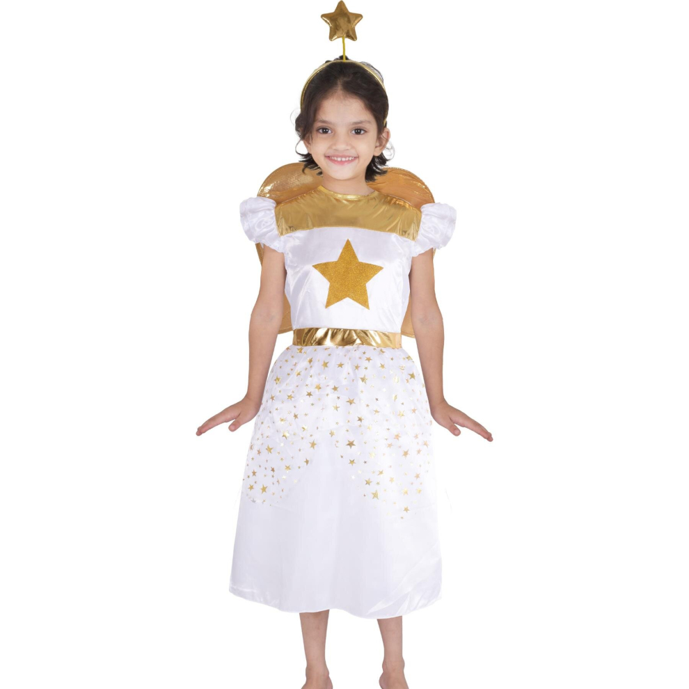 (3-5 Years, White) Kids Girls Xmas Nativity Angel Costume 3-14