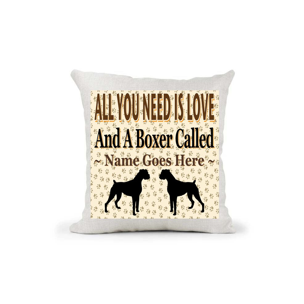 All You Need Is Love And A Boxer Personalised Woven Linen Style Cushion Cover Gift-image-OPC-PCWHMDR-NEW