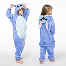 (Kids 8-9 years 115cm, Blue Stitch) Kids Blue Stitch Cartoon Animal Pajamas Sleepwear Party Cosplay Costume Suit UK