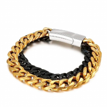 and versatile double-layer chain bracelet Titanium steel boys Cuban chain
