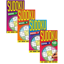 Set Of 4 Adult Sudoku Number Puzzle Slim Books 100 Each Travel Brain Game 4120