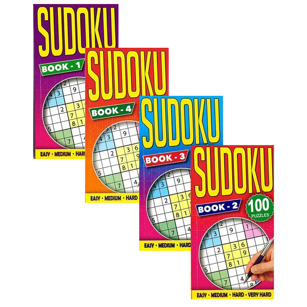 Set Of 4 Adult Sudoku Number Puzzle Slim Books 100 Each Travel Brain Game 4120