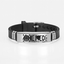Anime One Piece Luffy Zoro Bracelet Bangle Straw Hat Pirates Stainless Steel Silicone Adjustable Bracelets Cosplay Jewelry