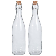 Glass Bottle Preserve x2 Home Brew Beer Oil Vinegar Cork Stopper 500ml