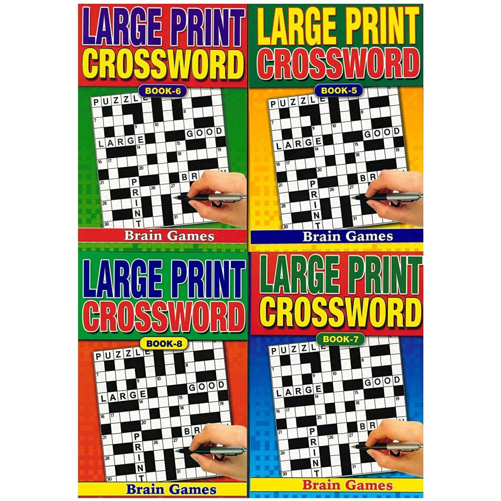 Set Of All 4 Large Print A5 Adult Crossword Puzzle Books 75 Each Brain Game 4090