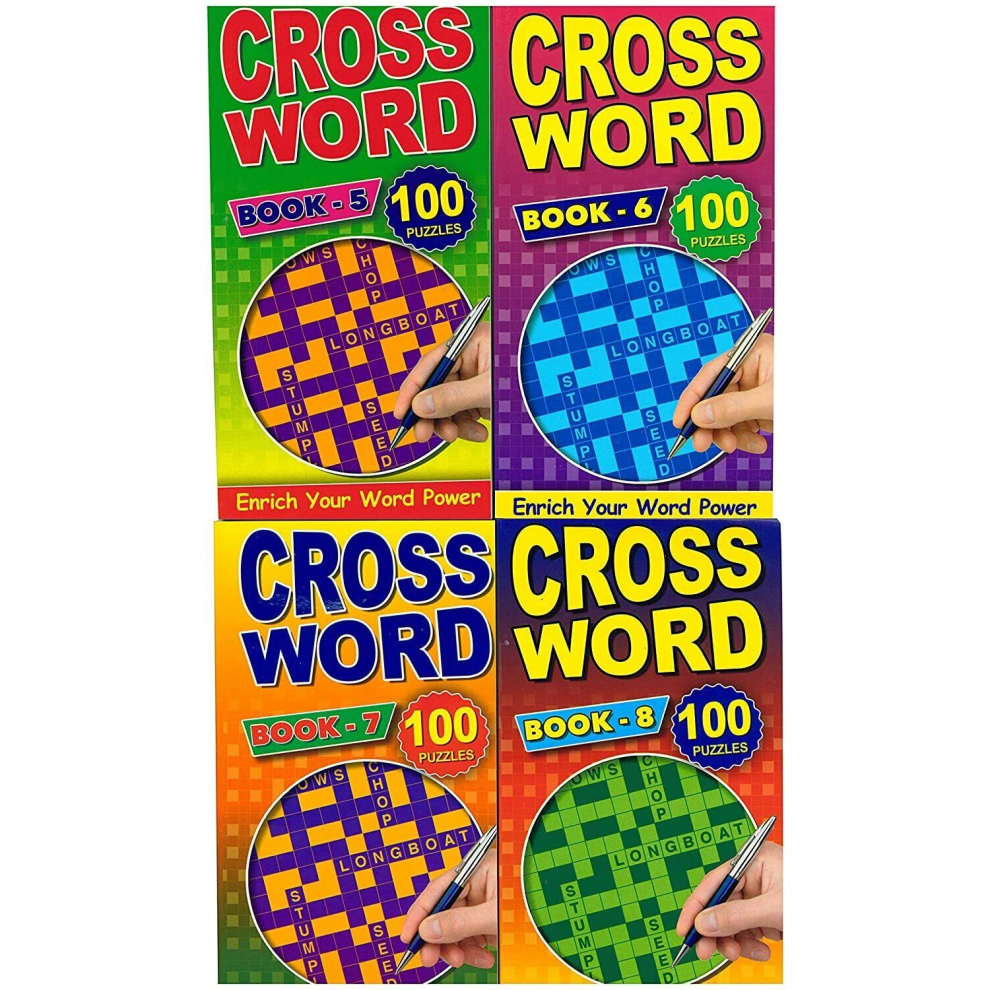 4 Slim Adult CrosswordTravel Puzzle Word Brain Game Books