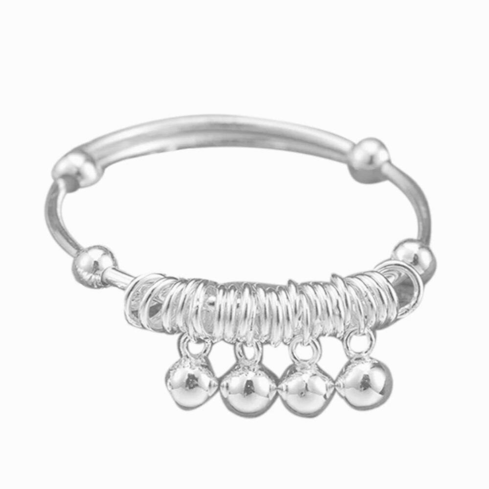 1pc Infant Baby Silver Plated Adjustable Bell Bangle Hand Foot Bracelet Jewelry Gift For Newborn Babies Boys and Girls