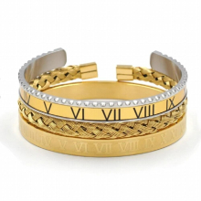 Jewelry Set Stainless Steel Speedometer Cuff Bracelets For Men Sporty Open Roman Numbers Bangles Bracelets Set 7 Colors