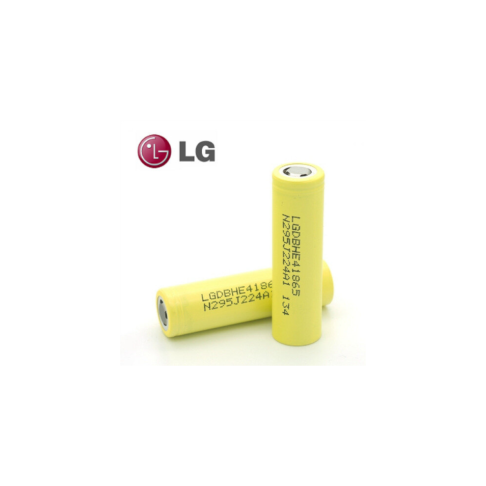 4 x LG HE4 18650 Battery, 2500mAh, 20A, 3.6V in Pure Power Battery Case