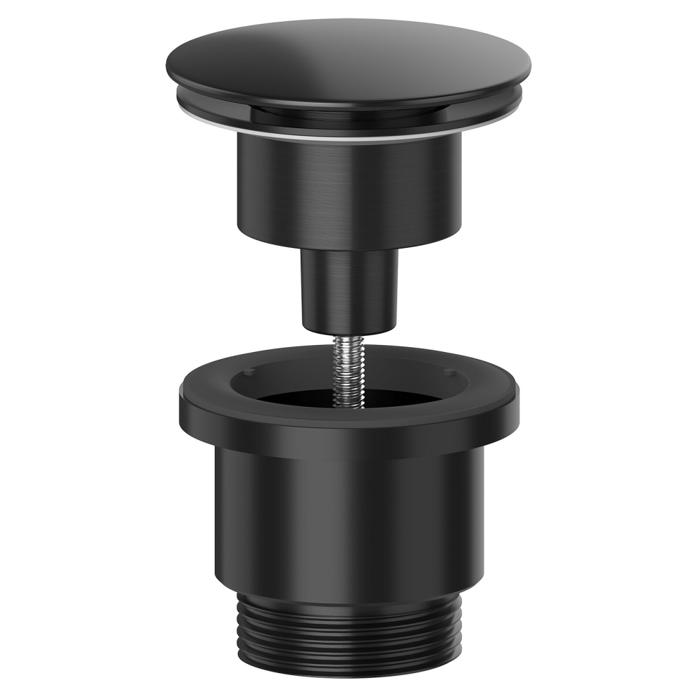 Clicker Basin Waste Plug 1 1/4" 60mm Click Clack Bathroom Sink Pop Up Push Dome (Matt Black)