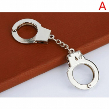 Creative Mini Small Handcuffs Simulation Handcuffs Metal Novelty Silver Double Lock Handcuffs Keychain Key Ring Jewelry