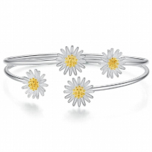 Silver Daisy Flower Charm Bracelet & Bangle for Women Little Sunflower Bracelets Wedding Party Jewelry ???????