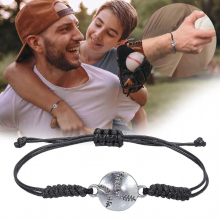 Baseball Bracelet Adjustable Baseball Charm Alloy Bracelet Boys Girls Teenager Gift Hand Woven String Olive Baseball Sports