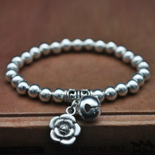 Silver Plated Beaded Bracelet Animals Charms Boho Tibetan Ethnic Style Cuff Wide Bangles Vintage Indian Women Jewelry
