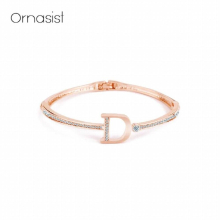 Rose Silver Bangles Letter Crystal Cuff Bracelet & Bangle For Women Girls Female Charm Bracelet