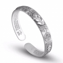 Vintage Silver Pixiu Wealth Lucky Charm Bracelet Bangle Open Bracelet Good Luck Jewelry Accessories for Women Men Gift