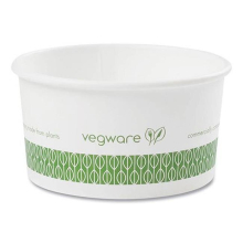 Vegware VEGSC06G 3.5 Dia. x 1.7 in. 6 oz Soup Containers, Green & White - Pack of 1000