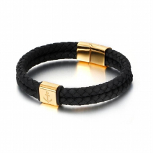 Korea Twist Leather Boys Girls Bracelelts Stainless Steel Tape Buckle Men Bangle Fahsion Style