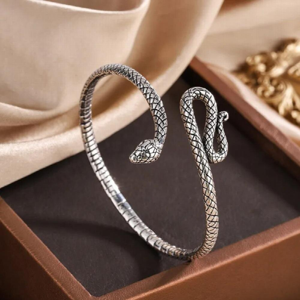 Punk Vintage 925 Sterling Silver Snake Domineering Bracelets &Bangle For Women Thai Silver Fine Jewelry Pulseras Lb037 Multicoloured