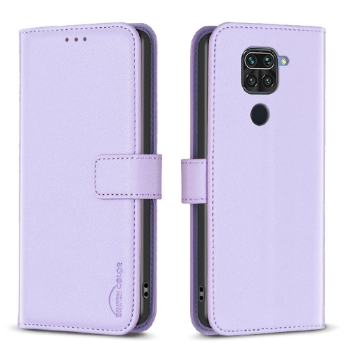 (Light Violet) Case For Redmi Note 9 Multi-card Slot Multi-color Leather Case Business Wallet