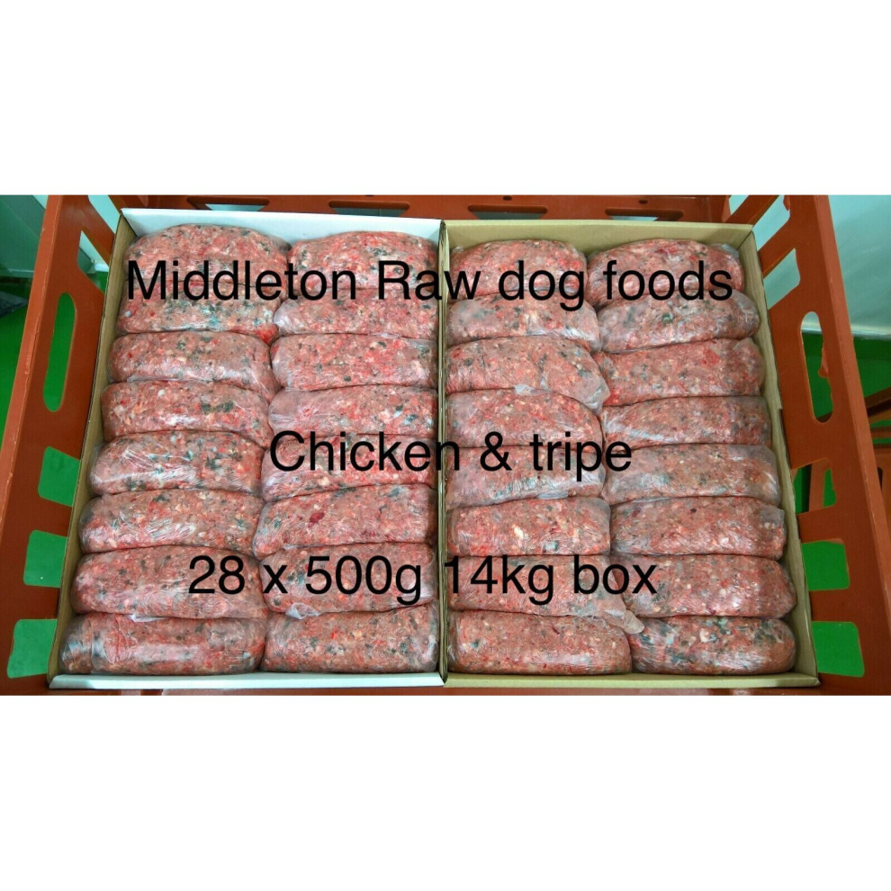 Frozen Minced Green Tripe & Chicken 28X500G Bags/Blocks 14KG BOX BARF RAW DIET