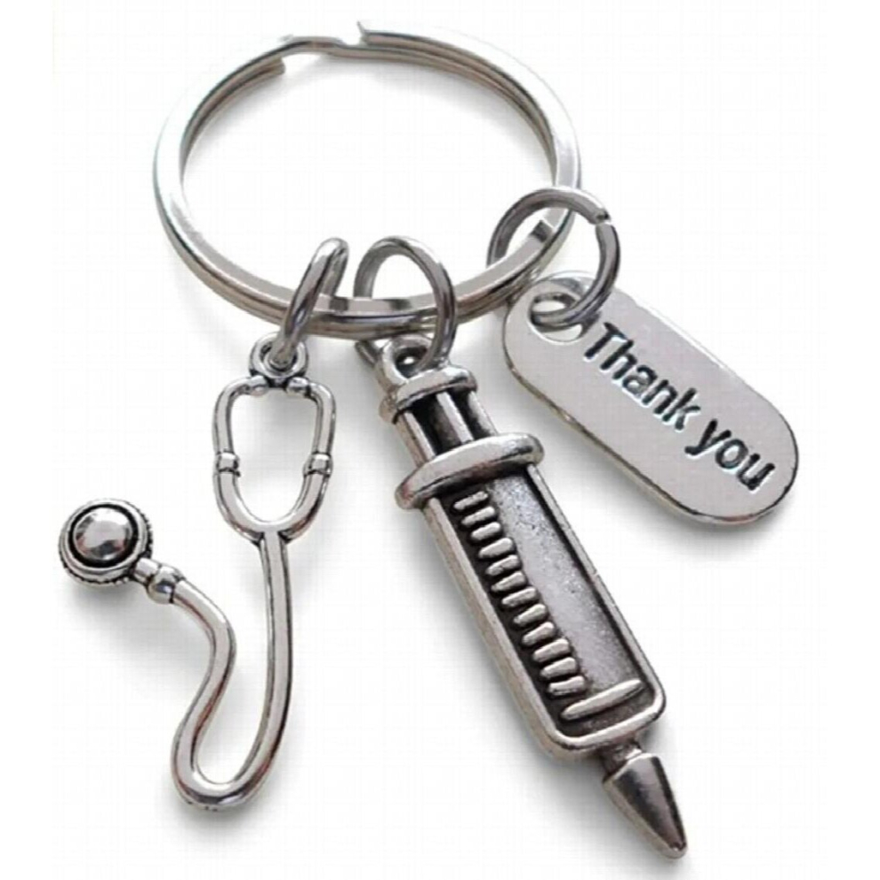 Stethoscope Syringe Thank You Nurse Keychain Doctor Thank You Gift 885670425427