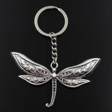 Keychain 40x80mm Big Dragonfly Silver Pendants DIY Men Jewelry Car Key Chain Ring Holder Souvenir For Gift