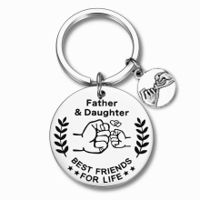 Stainless Steel Dad Mom Keychain Father Mother Birthday Keychain