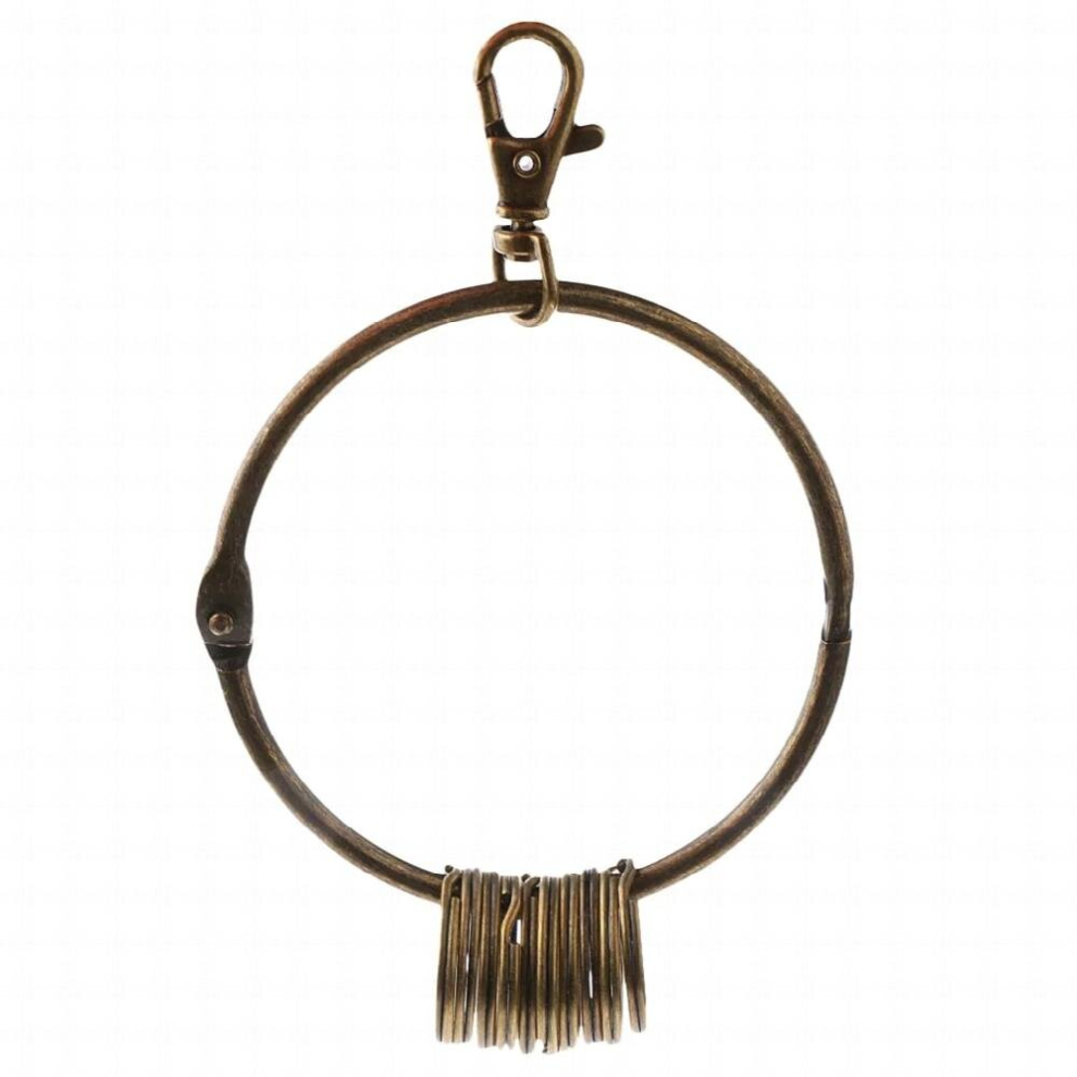 Vintage Key Rings Bronze Large Round Hoop Key Ring Organizer with Lobster Clasp for Multiple Keys Accessories